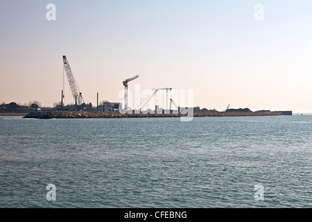 Baustelle, Lagune von Venedig, MO.SE, Modulo Sperimentale Elettromeccanico Wasser dam, Italien Stockfoto