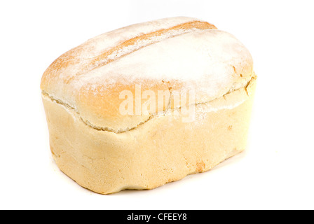 frisch gebackenes Brot isoliert auf weißem Hintergrund Stockfoto