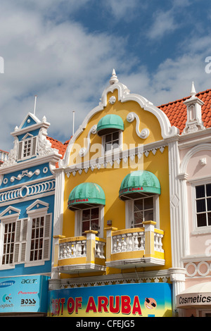 Ladenfronten in Oranjestad, Aruba, Karibik Stockfoto