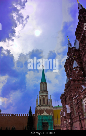 Der Kreml Spasskaja-Turm in Moskau Stockfoto