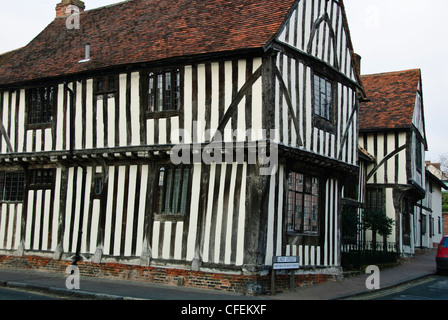 Fachwerk mittelalterliche Häuser, bekannt als Black & weiße Häuser, Lavenham Suffolk, Gt Großbritannien, UK Stockfoto