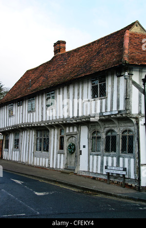 Fachwerk mittelalterliche Häuser, bekannt als Black & weiße Häuser, Lavenham Suffolk, Gt Großbritannien, UK Stockfoto