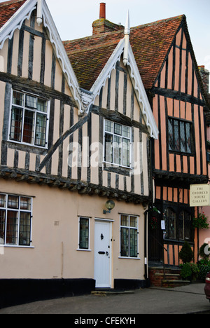 Fachwerk mittelalterliche Häuser, bekannt als Black & weiße Häuser, Lavenham Suffolk, Gt Großbritannien, UK Stockfoto