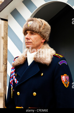 Nationalgarde vor dem Präsidentenpalast in dem Komplex der Prager Burg, Prag, Tschechische Republik Stockfoto