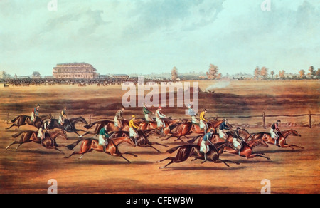 Rennen um den großen St. Leger Stakes, 1836 - Approbation - off in gutem Stil Stockfoto