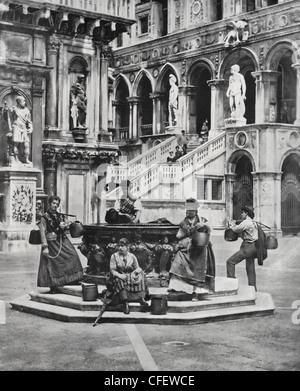 Innenhof des herzoglichen Palastes, Venedig, ca. 1894 Stockfoto