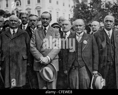 Präsident Coolidge mit einer internationalen Delegation aus dem schottischen Ritus der Freimaurerei, ca. 1925 Stockfoto