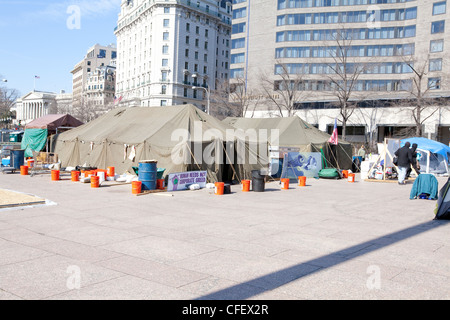 WASHINGTON DC 18. Februar 2012 - besetzen Demonstranten Camp in der Nähe der Hauptstadt der Vereinigten Staaten Stockfoto