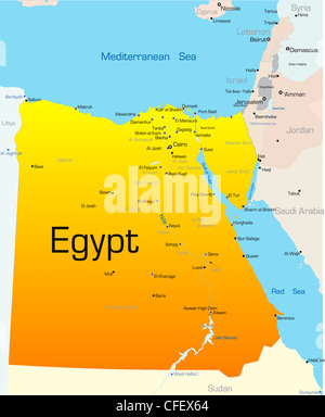 Abstrakte Farbe Vektorkarte von Ägypten Land Stockfoto