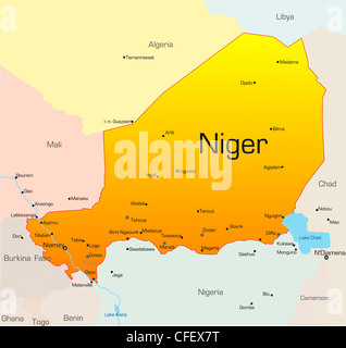 Abstrakte Farbe Vektorkarte von Niger Land Stockfoto