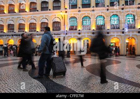 Largo Senado Square bei Nacht, Macau, China, Asien Stockfoto