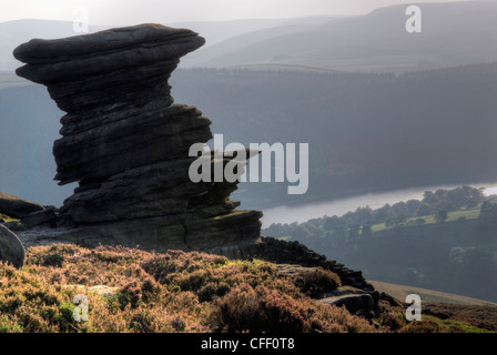 Die "Salzstreuer" "rock Formation" oben Ladybower Vorratsbehälter auf"Derwent" in Derbyshire "Great Britain" Stockfoto