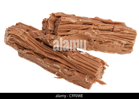 Cadbury Schoko Flakes in zwei Hälften gebrochen Stockfoto