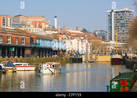 Stadtzentrum von Bristol Colston Turm aus schmalen Kai, Harbourside, Bristol, Gloucestershire, England, UK Stockfoto