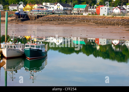 Angelboote/Fischerboote am Kai, Digby, Neuschottland, Kanada gefesselt Stockfoto