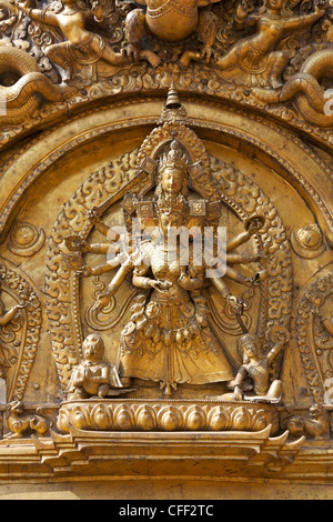 Schutzgöttin, Taleju, Sun Dhoka, der königliche Palast (Lu Dhawka), Durbar Square, Bhaktapur, Kathmandu-Tal, Nepal Stockfoto