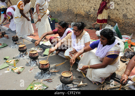 Szene aus Attukal Pongala Festival, Trivandrum, Indien Stockfoto