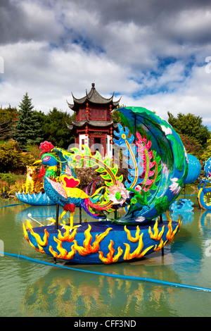 Die Magie der Laternen, chinesischer Garten, Montreal Botanical Gardens, Montreal, Quebec, Kanada Stockfoto