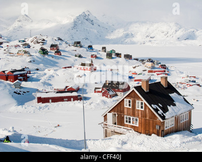 Zeigen Sie in Tasiilaq Dorf, Ostgrönland, Polarregionen an Stockfoto