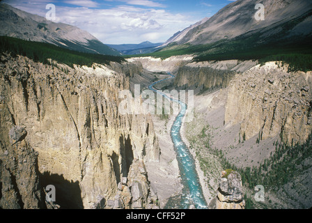 Antenne Wokkpash Schlucht in Stone Mountain Provincial Park, Britisch-Kolumbien, Kanada. Stockfoto