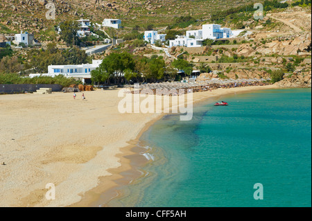 Super Paradise Beach, Chora, Mykonos-Stadt, Insel Mykonos, Cyclades, griechische Inseln, Griechenland, Europa Stockfoto