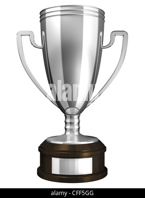 Silver Cup, Award - 3d gerenderten Bild einer Trophäe auf Whote Hintergrund isoliert. Stockfoto