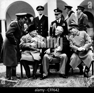 Churchill, Roosevelt und Stalin auf der Konferenz von Jalta 1945 Stockfoto