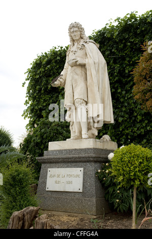 Statue von Jean De La Fontaine in Chateau Thierry, Frankreich Stockfoto