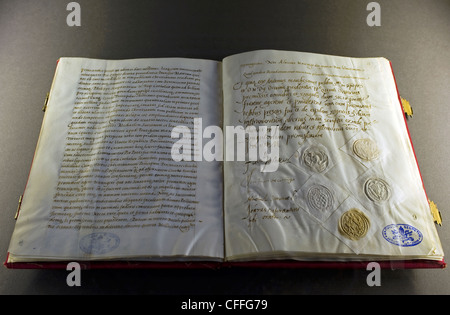 Ausstellung "Lux in Arcana - des Vatikanischen Geheimarchivs offenbart". Kapitolinischen Museen, Rom, Latium, Italien Stockfoto