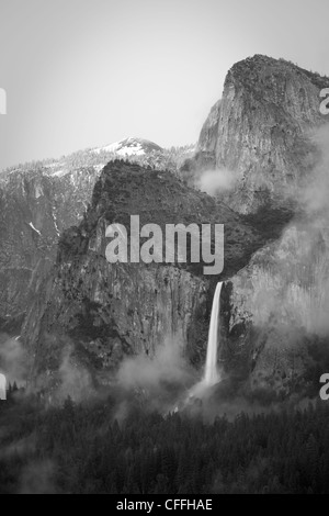 Malerische Bild der Bridalveil Falls. Yosemite-Nationalpark. Stockfoto