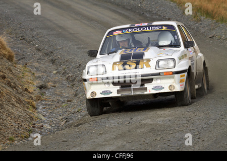 Ein Rallye-Auto auf der Pikes Peak-Bühne (Cefn Croes) während der Mid-Wales-Phasen Stockfoto