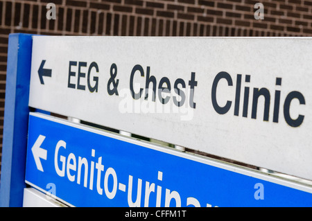 Schild am Krankenhaus für EEG und Brust Klinik Stockfoto