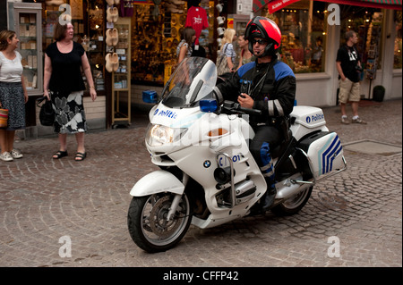 Polizei Politie Motorrad Brugge Brügge Belgien Europa EU Stockfoto