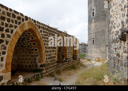 Qalaat Marqab. Syrien. Blick auf gewölbte Halle, die als die Kaserne an der Kreuzfahrerburg diente. Qalaat Marqab oder Marqab Zitadelle Stockfoto