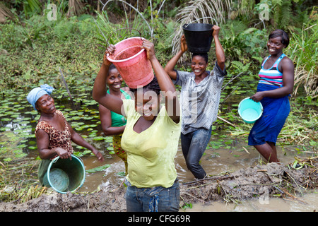 Traditionelles Fischen in der Nähe von Dukoue, Ivory Coast, Elfenbeinküste, Westafrika Stockfoto