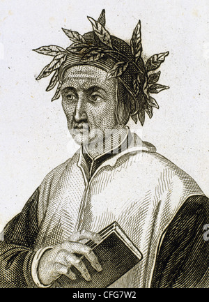 Dante Alighieri (1265-1321). Italienischer Dichter. Gravur. Stockfoto