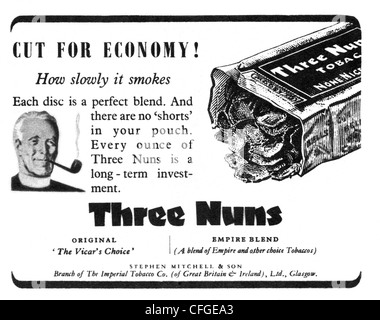 Drei Nonnen-Tabak-Werbung von 1947 Stockfoto
