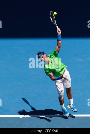 Rafael Nadal (ESP) bei den Australian Open 2012, ITF Grand-Slam-Tennis-Turnier, Melbourne Park, Australien. Stockfoto