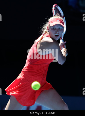 Caroline Wozniacki (DEN) bei den Australian Open 2012, ITF Grand-Slam-Tennis-Turnier, Melbourne Park, Australien. Stockfoto