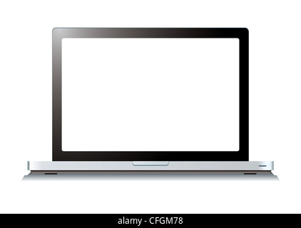 Moderne Laptop-Computer mit leerer weißer Bildschirm Stockfoto