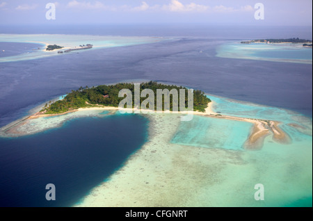 Luftaufnahme einer maledivischen Insel, Malediven Stockfoto