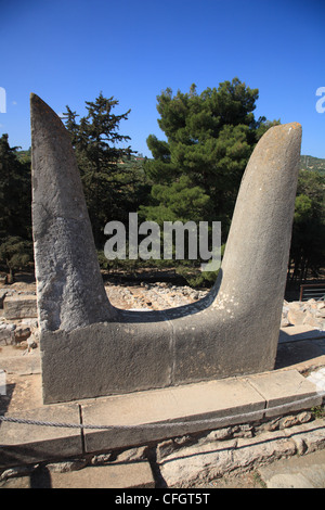 Der Heilige Doppelhörner minoischen Palast von Knossos auf Kreta, Kykladen, Griechenland Stockfoto