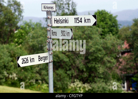 Norwegen-Kirkenes der einzige norwegische Land Grenzübergang nach Russland. Stockfoto