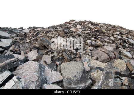 Asphalt-Abbruchmaterial von der Straße. Stockfoto