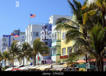 Bunt-Hotels in South Beach, Miami, FL, darunter die Kolonie Stockfoto