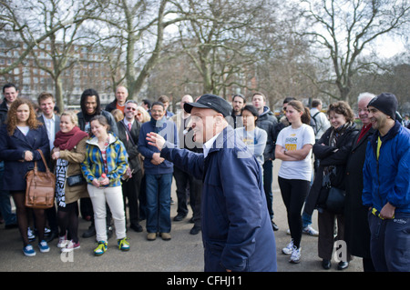 Ein Mann spricht bei Speakers Corner in London Stockfoto