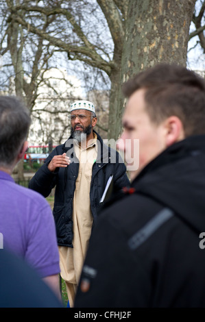 Ein Muslim Speakers Corner in London anlässlich Stockfoto