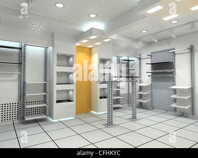 Modernes Interieur in Shop (3D-Rendering) Stockfoto