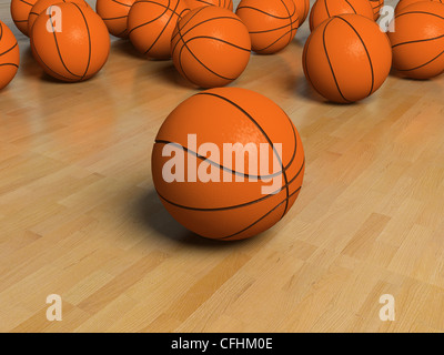 Basketball Spiel Ball über dem weißen Hintergrund (3D) Stockfoto