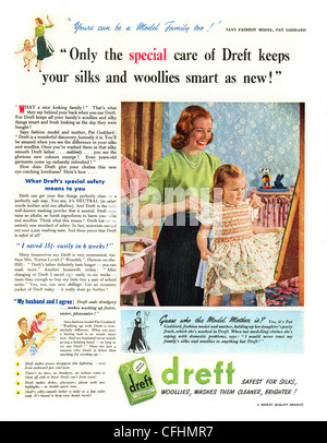 Dreft waschen Pulver Anzeige von 1952, eine Marke im Besitz von Proctor & Gamble Stockfoto